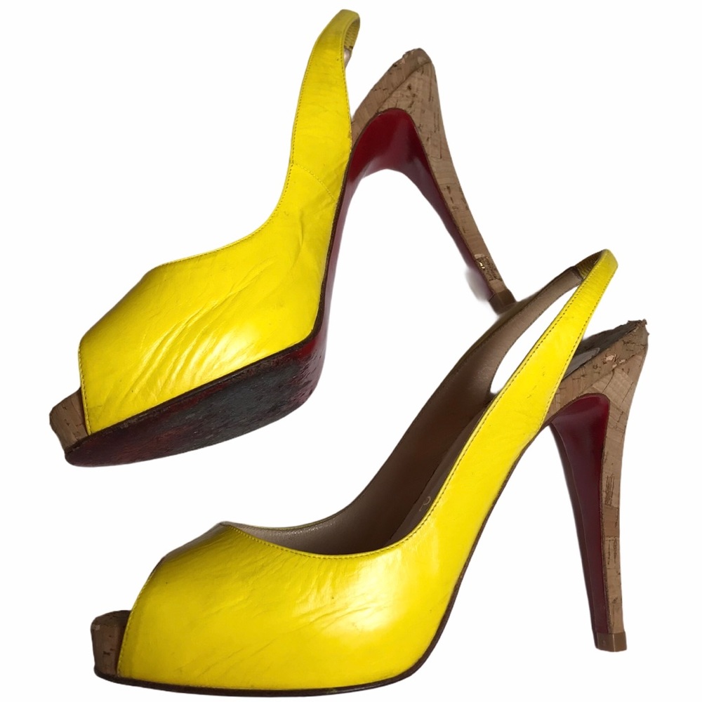 Christian Louboutin Sling Back Cork Heels.